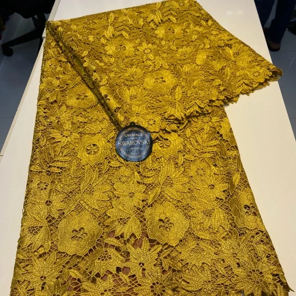 Swarovski | Dresses | Swarovski Yellow Prom Dress With Intricate Lace |  Poshmark